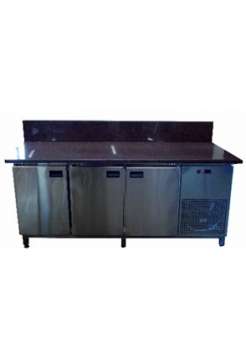 Холодильный стол с бортом 1860х700х850 (3 двери) гранитная столешница